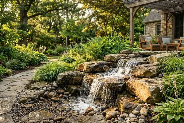 Natural stone water feature