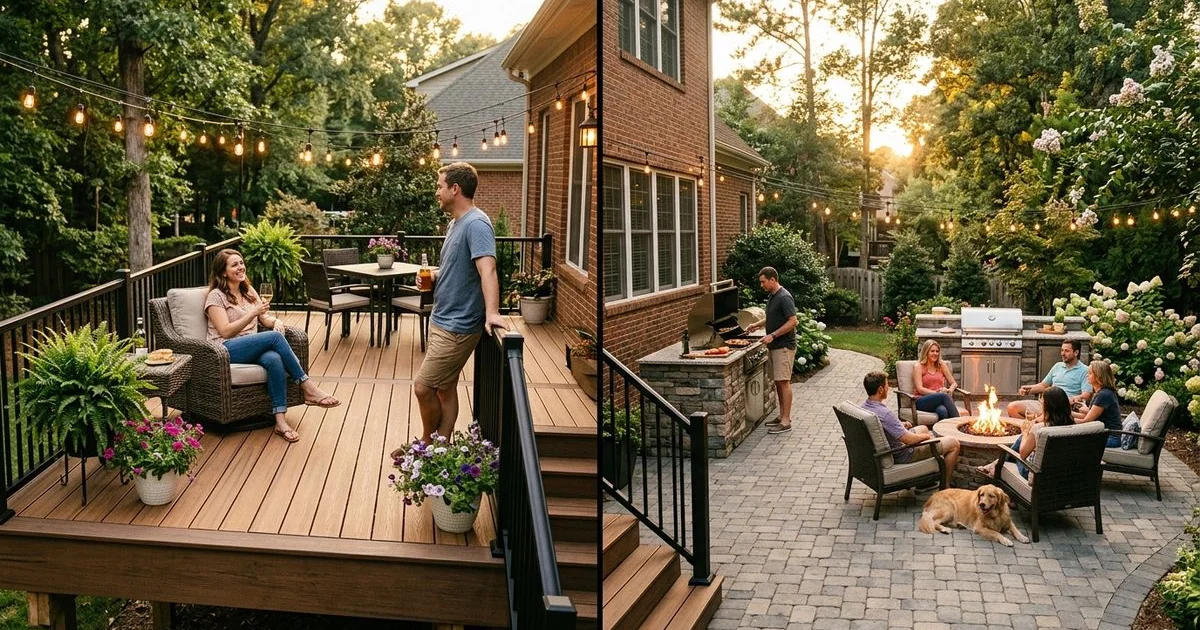 Deck versus patio comparison for Raleigh backyards