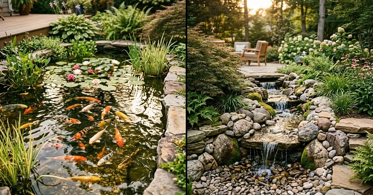 Koi pond versus pondless waterfall comparison