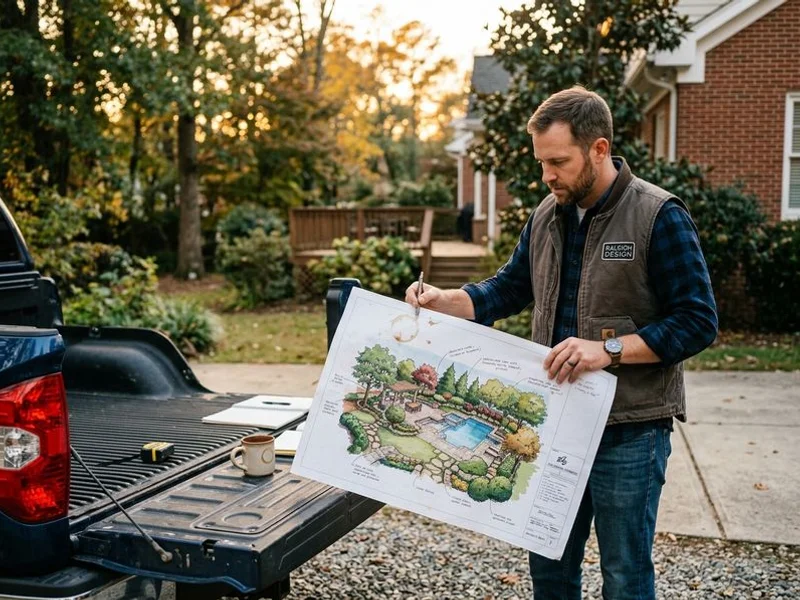 3D rendering of luxury backyard design for Raleigh home