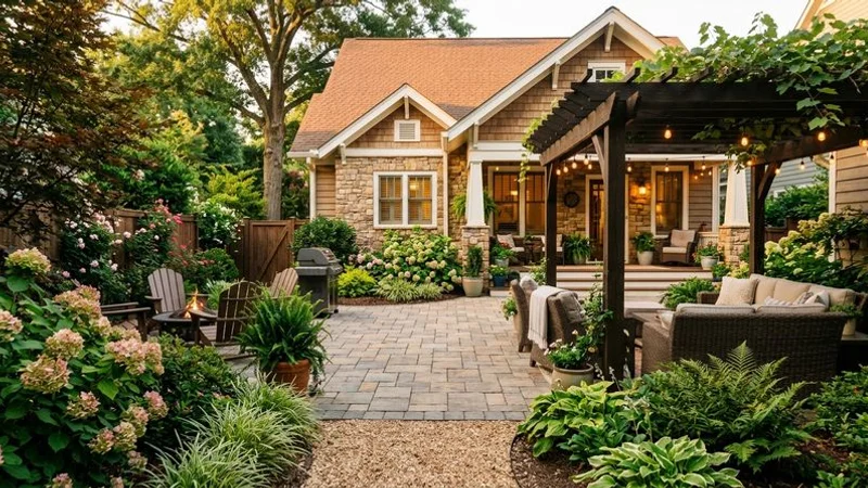 Beautiful outdoor living space with paver patio and mature landscaping that adds curb appeal and value to a Raleigh home